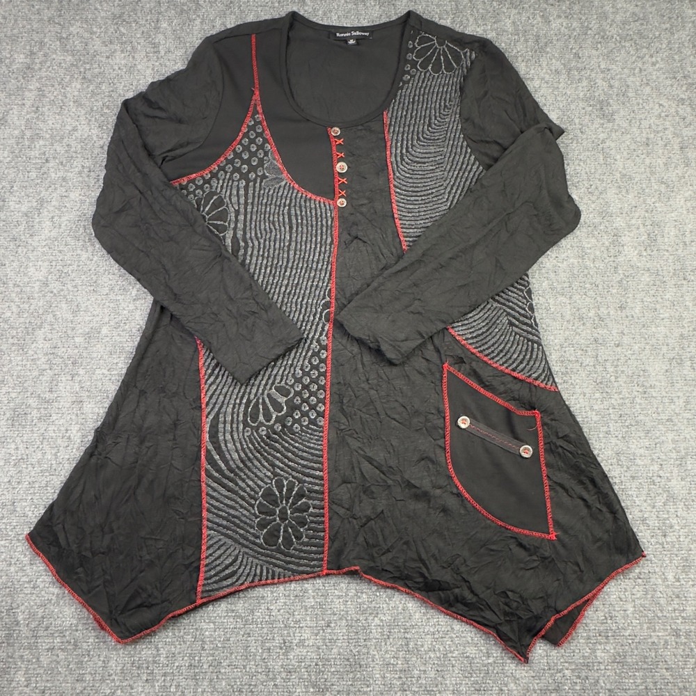 Ronnie Salloway‎ M Black Patchwork Asymmetrical Lagenlook Whimsigoth Artsy Boho
